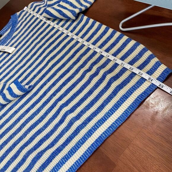 J.crew women’s heather stripe sweater blue off white linen blend new - Picture 7 of 11